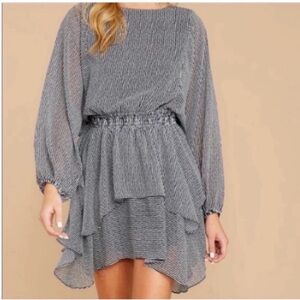 Storia dress navy blue striped asymmetrical layered mini